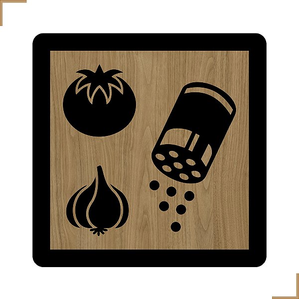 Placa Quadro Decorativo Temperos Em MDF 20x20cm