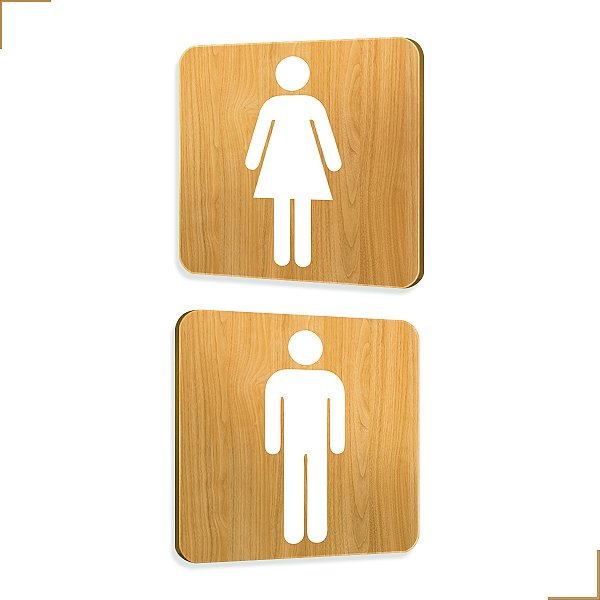 Placa de Sinalização Sanitário Banheiro em Mdf Adesivado 15x15cm 3691