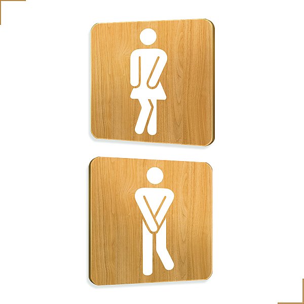 Placa de Sinalização Sanitário Banheiro em Mdf Adesivado 15x15cm 3692