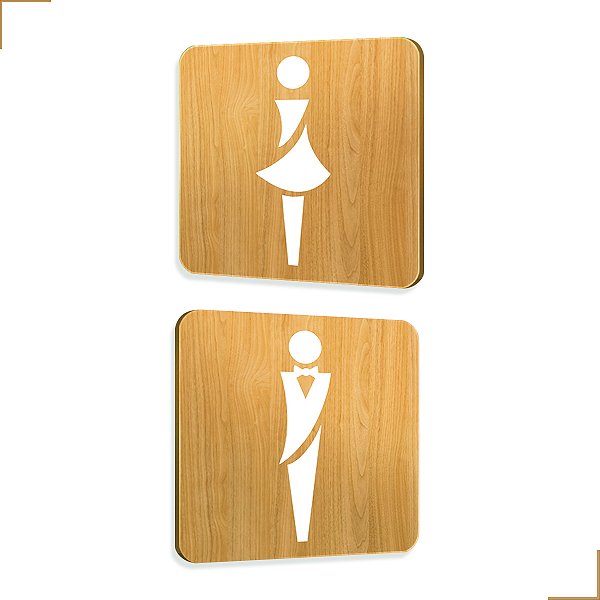 Placa de Sinalização Sanitário Banheiro em Mdf Adesivado 15x15cm 3693