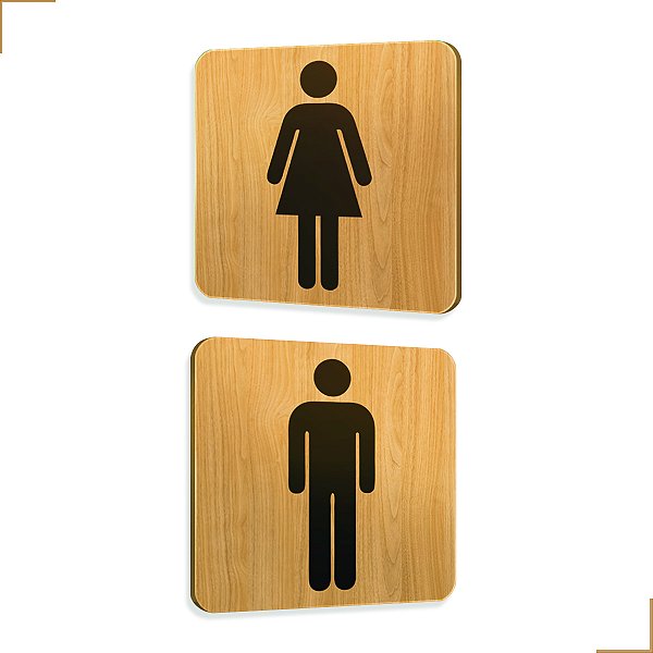 Placa de Sinalização Sanitário Banheiro em Mdf Adesivado 15x15cm 3694