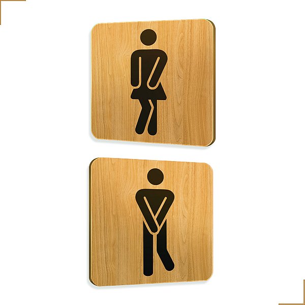 Placa de Sinalização Sanitário Banheiro em Mdf Adesivado 15x15cm 3695