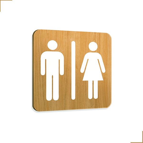 Placa de Sinalização Sanitário Banheiro em Mdf Adesivado 20X20cm 3697