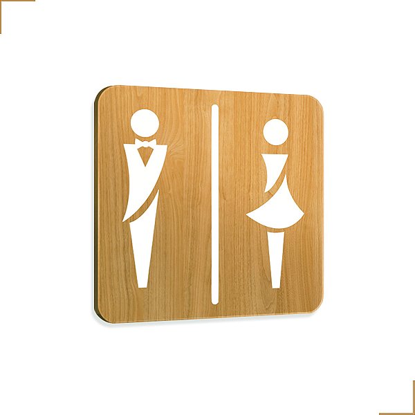 Placa de Sinalização Sanitário Banheiro em Mdf Adesivado 20X20cm 3699