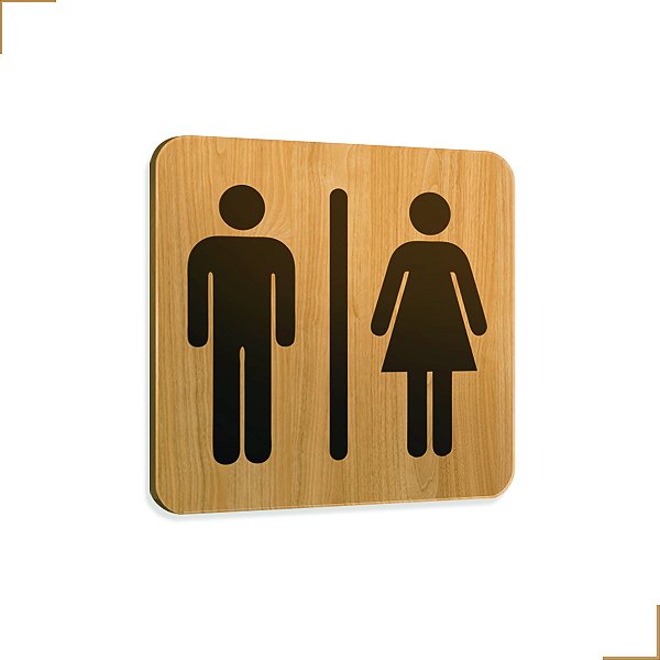 Placa de Sinalização Sanitário Banheiro em Mdf Adesivado 20X20cm 3700