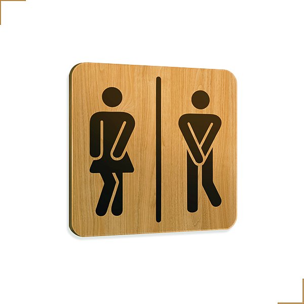 Placa de Sinalização Sanitário Banheiro em Mdf Adesivado 20X20cm 3701