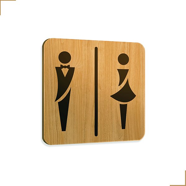 Placa de Sinalização Sanitário Banheiro em Mdf Adesivado 20X20cm 3702