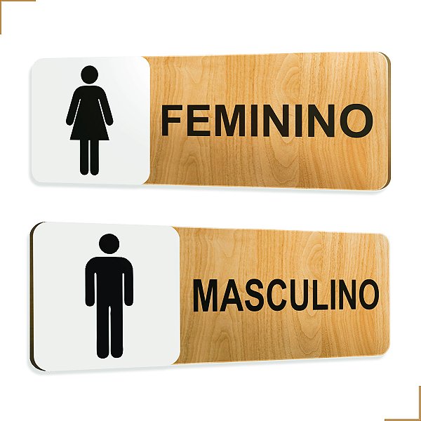 Placa de Sinalização Sanitário Banheiro em Mdf Adesivado 25x09cm 3703