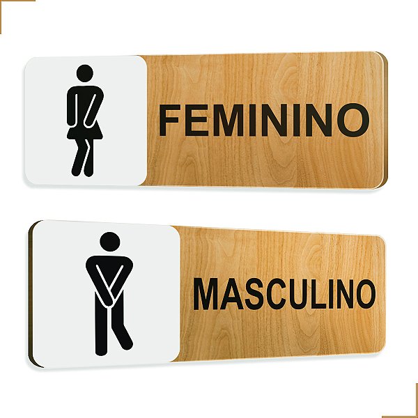 Placa de Sinalização Sanitário Banheiro em Mdf Adesivado 25x09cm 3704