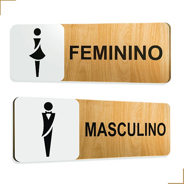 Placa de Sinalização Sanitário Banheiro em Mdf Adesivado 25x09cm 3705