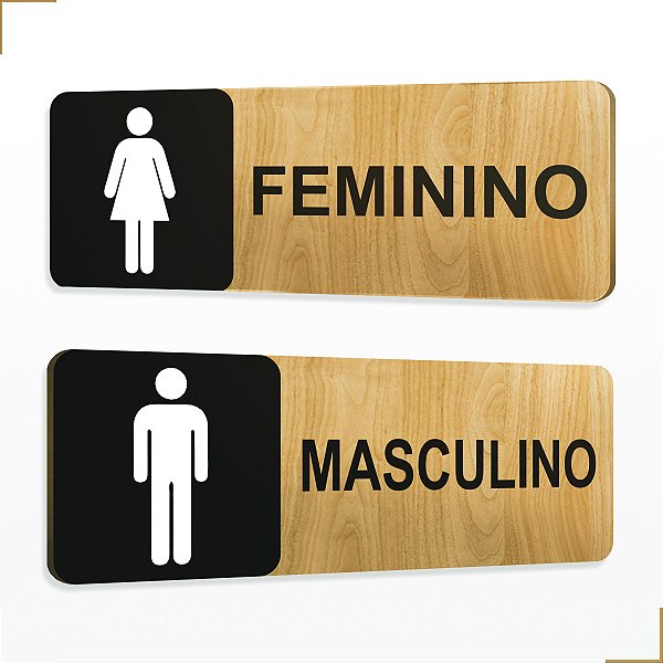 Placa de Sinalização Sanitário Banheiro em Mdf Adesivado 25x09cm 3706