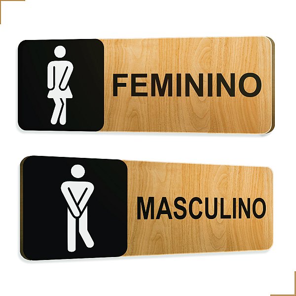 Placa de Sinalização Sanitário Banheiro em Mdf Adesivado 25x09cm 3707