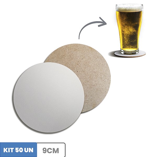Porta Copo Protetor De Mesa Bolacha Em MDF Branco 9Cm 50Un