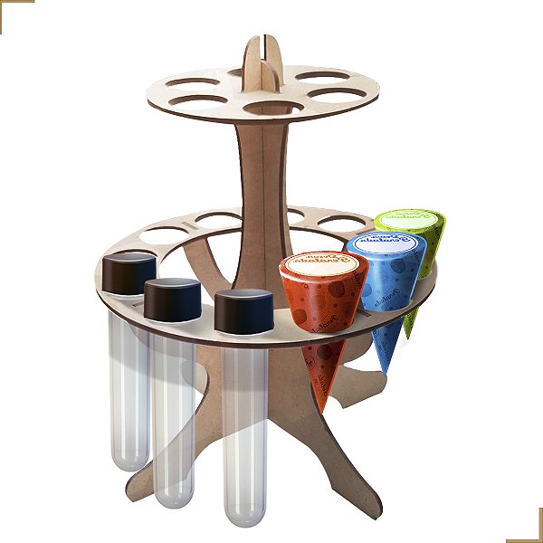 Porta Cone Tubete Em Mdf Suporte Festa Decoração Kit 4 Un