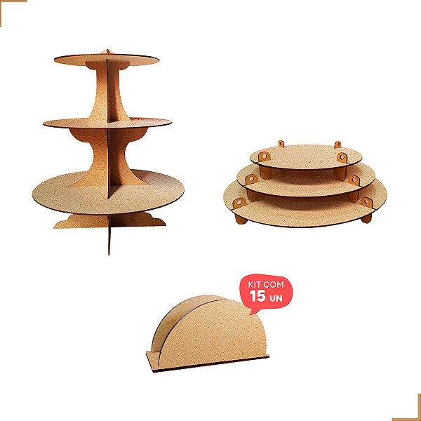 Kit Torre Lisa Bandeja Redonda Porta Guardanapo Festa