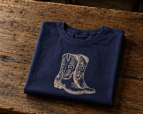 TSHIRT BOTINHA AZUL ESCURO