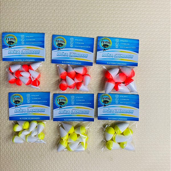 Bóia Lambari de Isopor TEMG Pintada Simples Nº 2, 3 e 4 para Pesca