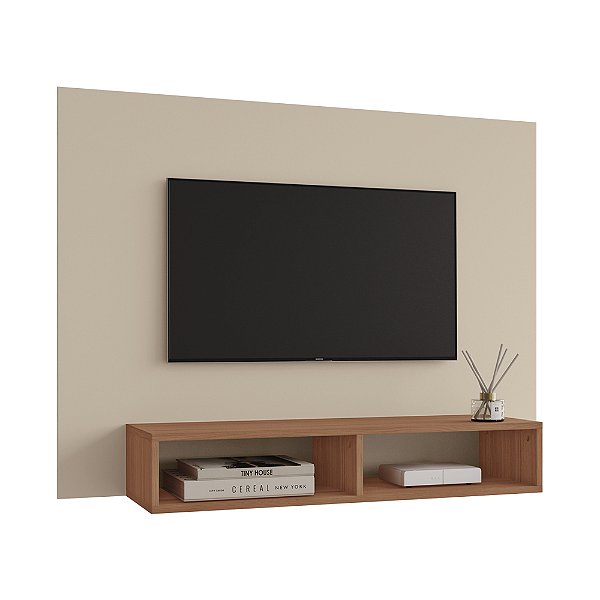 PAINEL FLAVIA P/TV ATE 43'' -  OFF WHITE / FREIJÓ