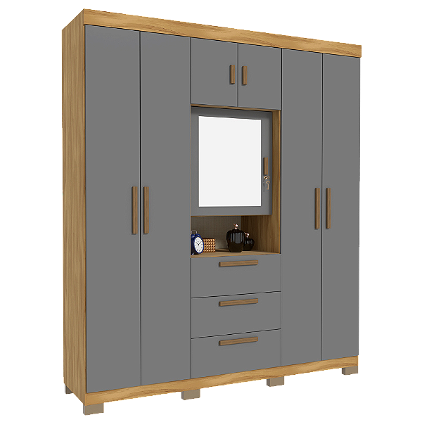 ROUPEIRO CATANIA LUXO C/ESPELHO - FREIJO/GRAFITE