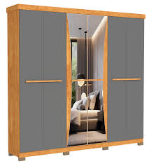 ROUPEIRO SANCHO 6 PORTAS C/ESPELHO - FREIJO/GRAFITE