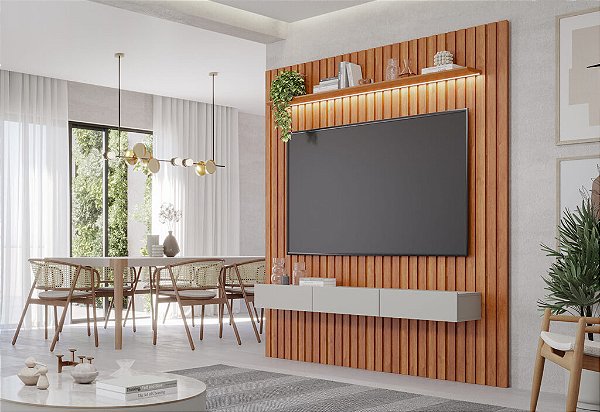 HOME MARAGOGI 1.85 C/LED + NICHO - CINAMOMO/OFF WHITE