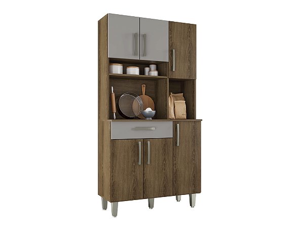 Kit Armario Leticia 03 Portas - Mel/Titanio