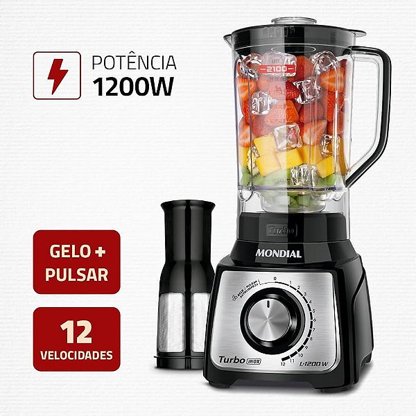 Liquidificador L1200 Mondial 12 Velocidades Preto