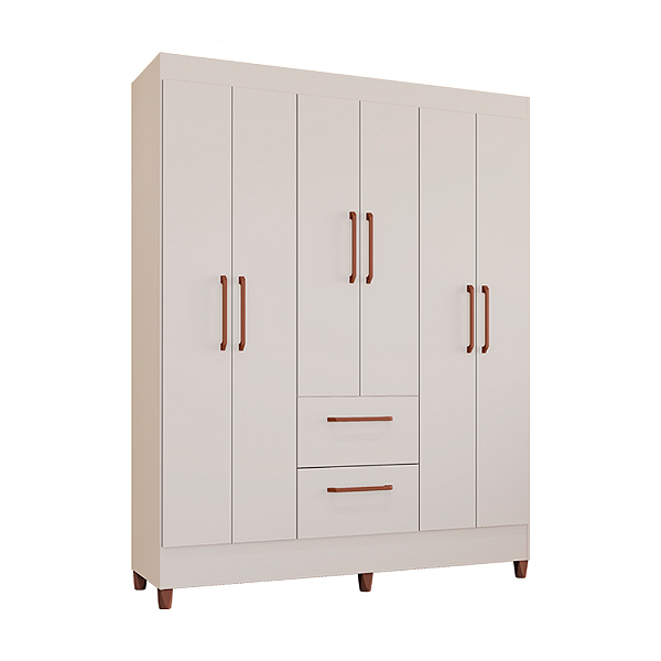 Roupeiro Star 06 Portas Branco / Branco