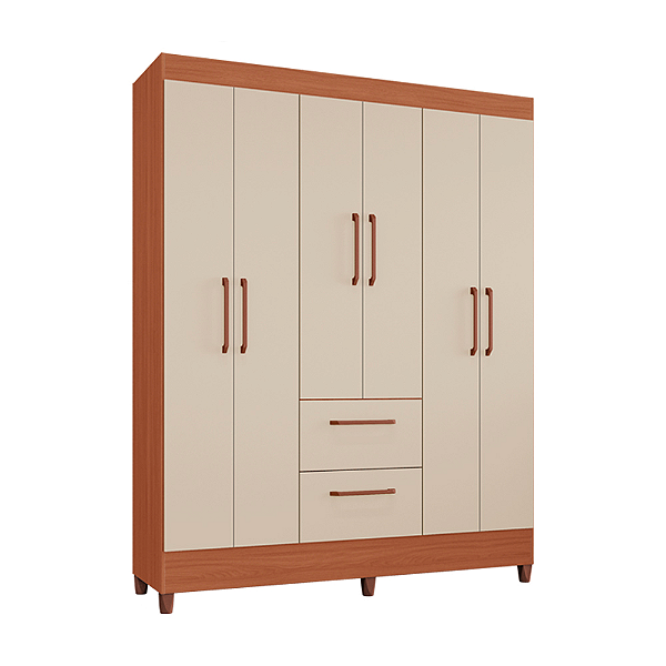 Roupeiro Star 06 Portas Freijó / Off White