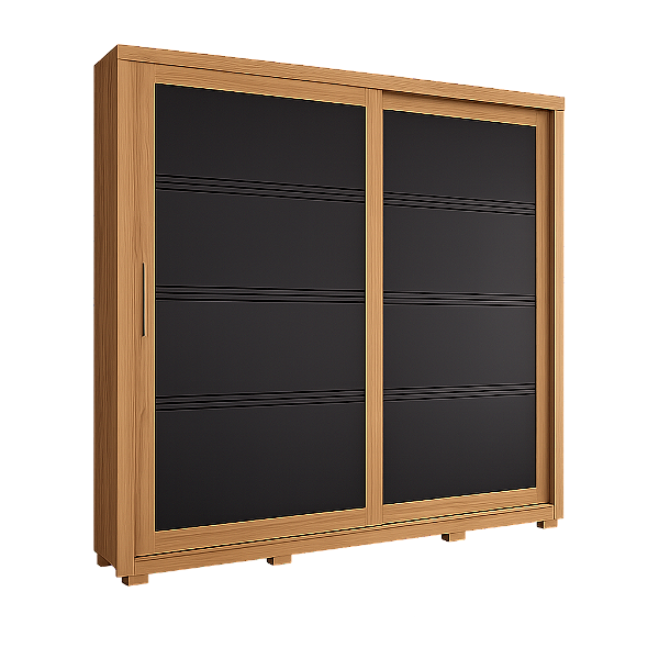 Roupeiro Medelin 02 Portas Deslizantes Nature/Preto Hp