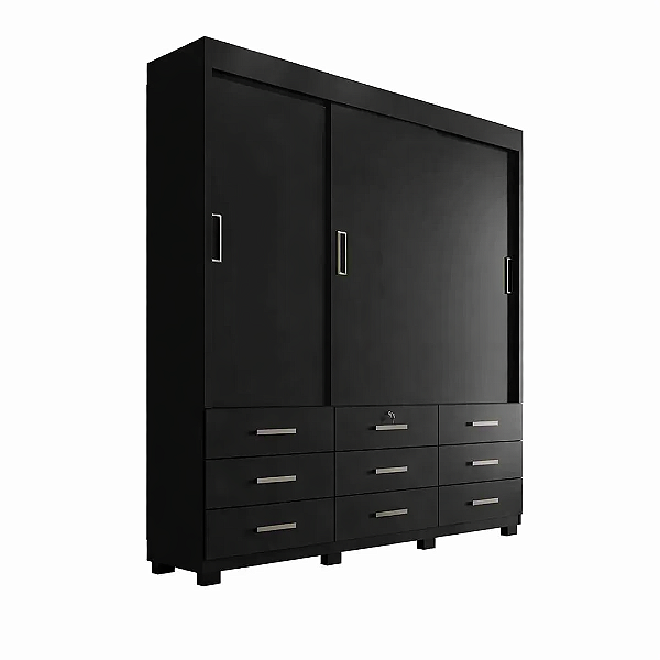 Roupeiro Itapema II 03 Portas De Correr - Preto