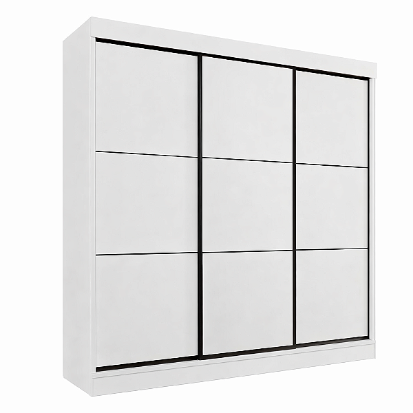 Roupeiro Tokio 03 Portas De Correr - Branco Brilho