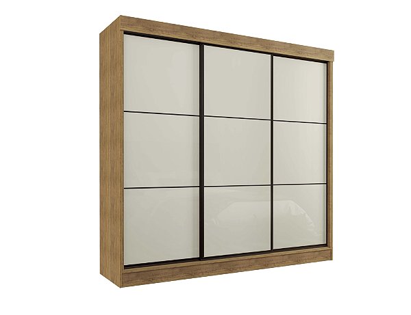 Roupeiro Tokio 03 Portas De Correr - Cedro/Areia