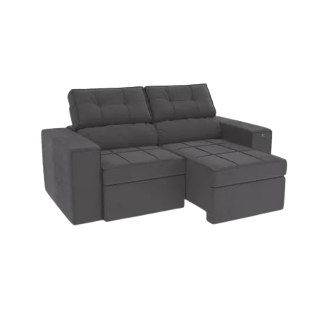 Estofado Retratil E Reclinavel Lanus 2,06M Boucle Chumbo