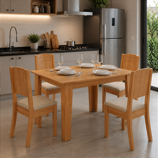 Sala De Jantar Tais 1.20 + 4 Cadeiras Star Freijo Freijo Stanley
