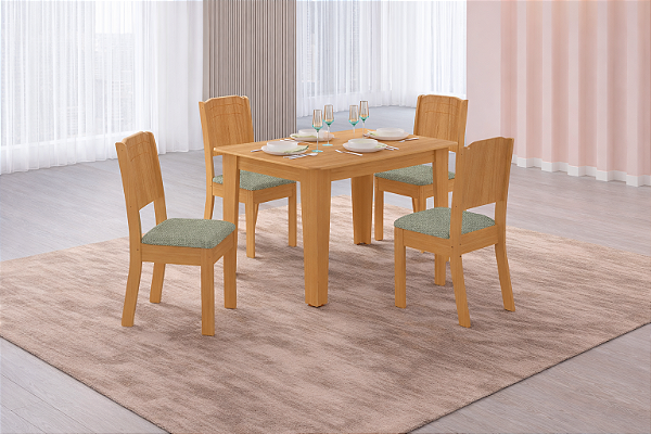 Sala De Jantar Tais 1.20 + 4 Cadeiras Star Freijo Freijo Stanley