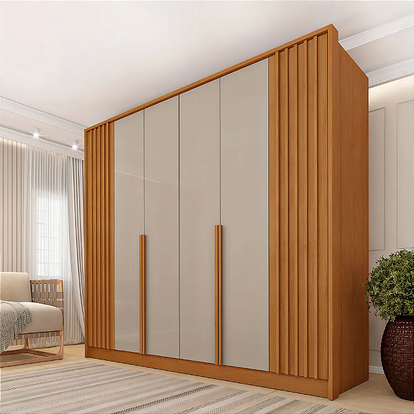 Roupeiro WLR125 Ripado - 6 Portas e 4 Gavetas - 2,44 Largura