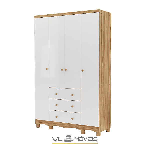 Roupeiro WLRJ01 Infantil c/ 3 Gavetas - 1,22 de Largura