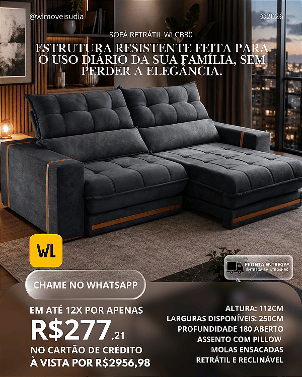 PROMOÇÃO - Sofá Retrátil WLCB30