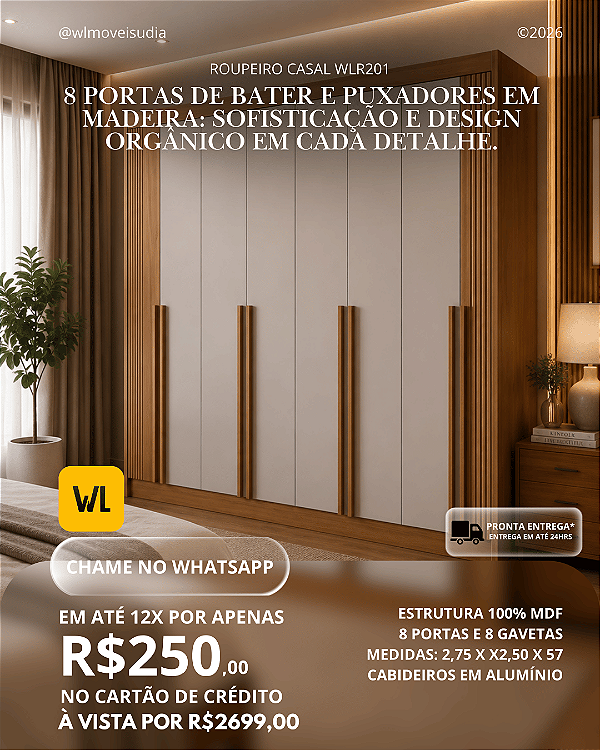 PROMOÇÃO - Roupeiro Casal WLR201