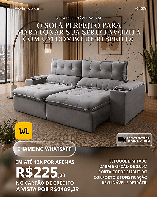 PROMOÇÃO - Sofá Reclinável WLS34