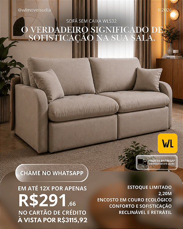 PROMOÇÃO - Sofá Sem Caixa WLS32