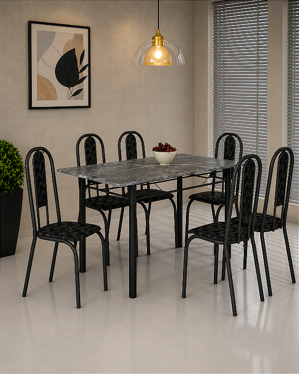 Conjunto de Mesa WLMT06 - c/ 6 Cadeiras - 140x75cm