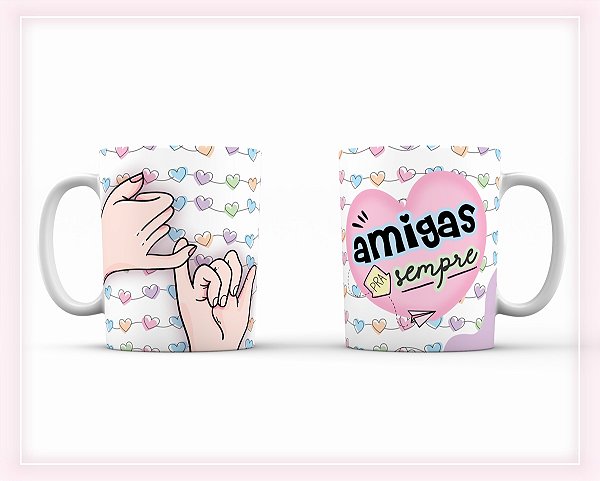 Caneca Melhores Amigas em Porcelana 325ml | Presente de Amizade Caneca Decorada