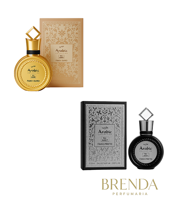Combo Duo Árabe Arabic Collection ( Ref Olfativa : Fakhar Black e Fakhar Gold ) 25ml