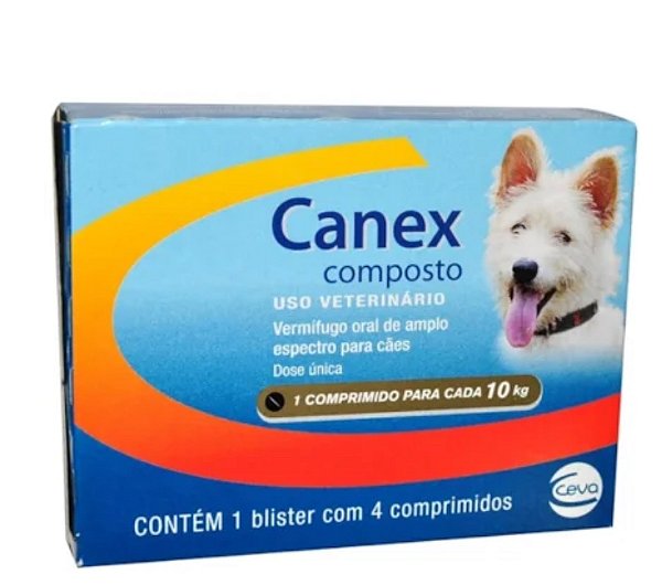 Canex Composto Vermífugo Oral para Cães 4 comprimidos