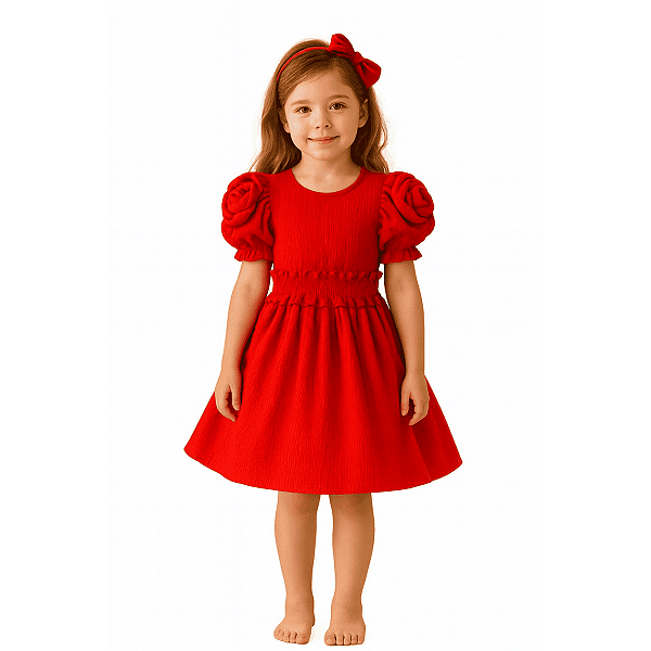 Vestido Infantil Vermelho Elegância Infantil