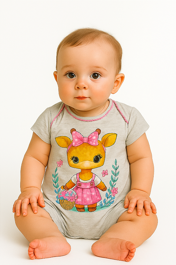 Macacão Infantil Bebê Girafinha Jardim Encantado