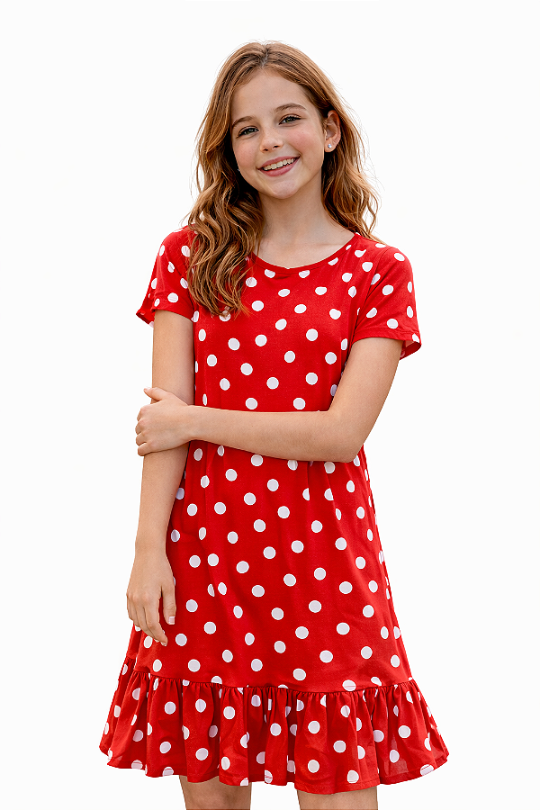 Vestido Juvenil Malwee Poá Charm Vermelho