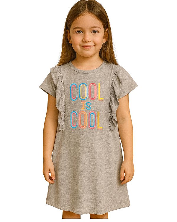Vestido Infantil Cinza Cool Is Cool